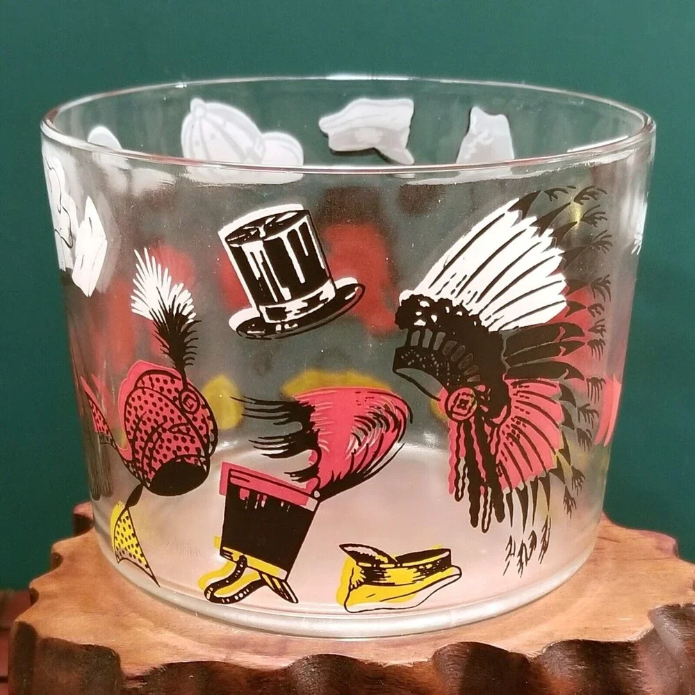 Vintage Mid Century Hats Ice Bucket / Snack Bowl / Tip Bucket 4.25